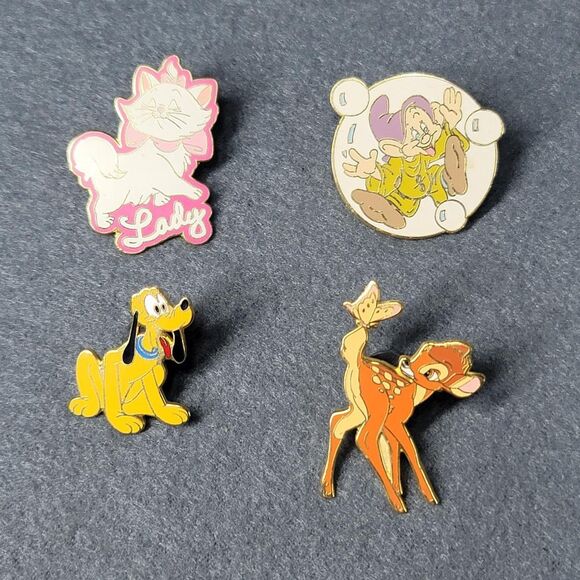 Disney Other - Disney Collector Pins - Dopey in a Soap Bubble, Bambi, Lady and Pluto Pins